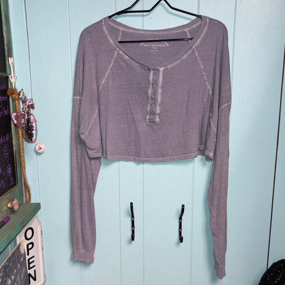 Aeropostale blue Long Sleeve Crop Top - Picture 1 of 4